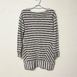 Soft Surroundings Sweater Womens Beige Striped Marina Tunic Knit Pullover Size S